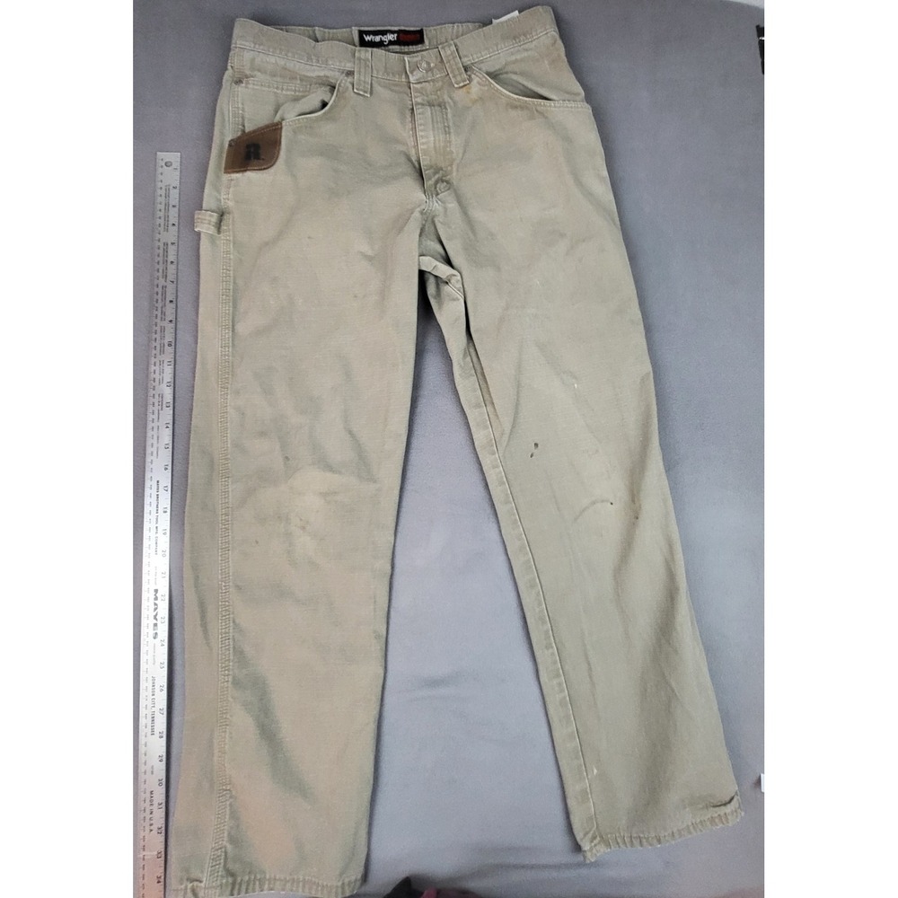 Wrangler Riggs Workwear Pants Mens 33 32 Brown Ripstop Work Trousers Rugged Tuff